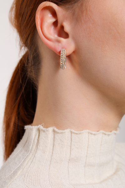 AURRARİ Gold Mini Zirkon Taşlı Halka Küpe