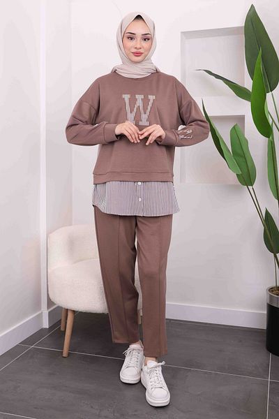 İmajButik Πουκάμισο Mink Garnish Modal Tunic Παντελόνι Κοστούμι