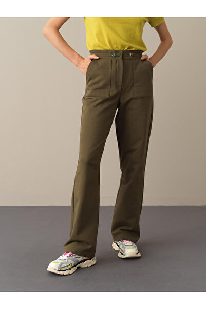 Xint Kadın Haki Pamuk Dokulu Oversize Sweat Pantolon