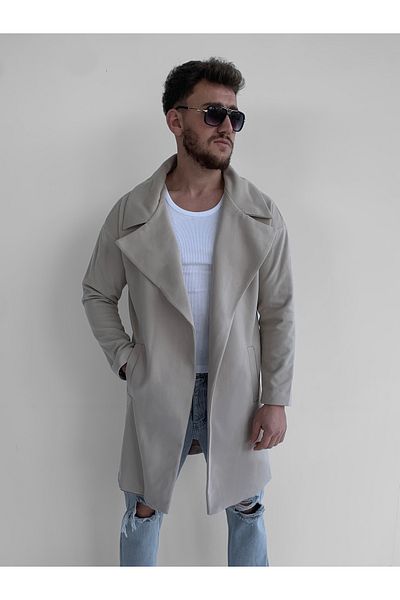 NO1 KONSEPT Palton bej, confortabil, premium, cu ștampilă