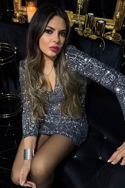 Sohotique By P Φόρεμα Anthracite Velvet με παγιέτες V λαιμόκοψη