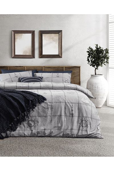 Madame Coco Ethernet Double Cotton Jacquard Duvet Cover Set - Gray
