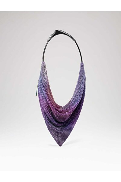 Moom Bag حقيبة سهرة نسائية ذات مقبض معدني منسوج باللون الأرجواني