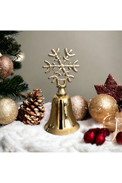Mercan Tasarım Atölyesi Kar Tanesi Tepelikli Metal Çan Mum Söndürücü-gold
