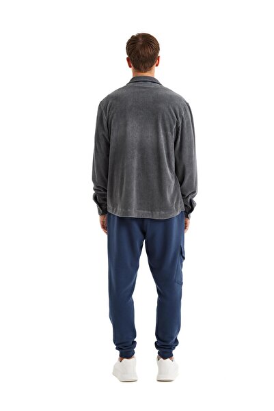 Blackspade Чоловіча сорочка з довгими рукавами та підкладкою з оксамиту антрацитового кольору C8T1N6O04