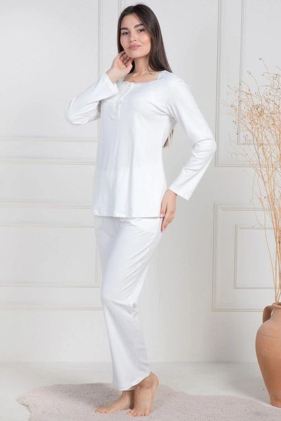 Mecit Pijama Σετ γυναικείες πιτζάμες με μακρυμάνικο γιακά με κουμπιά με κορδόνια Oversize 75% βαμβάκι 25% βισκόζη
