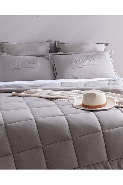 Madame Coco طقم Bobigny Double Cotton SuperSoft Comforter - رمادي