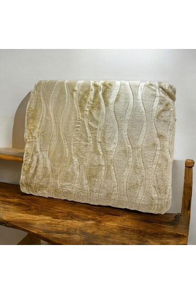polo life Pololife Embos Patterned Blanket Cappucino Double 220X240 cm