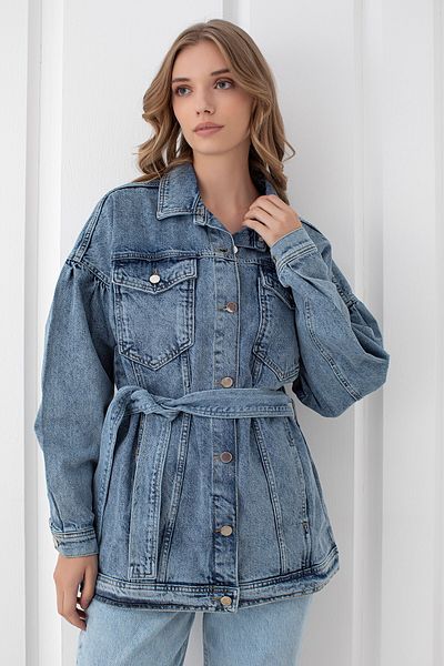 SHUBBAGS Jachetă de blugi oversize cu buzunar dublu pentru femei