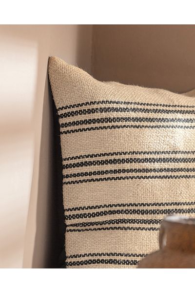 Madame Coco Eze Jute Throw Pillow Cover - Natural/Black - 45X45 cm