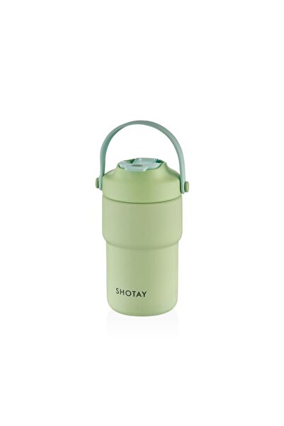 Shotay Askılı Mug Çelik Bardak 450ml Pastel Yeşil