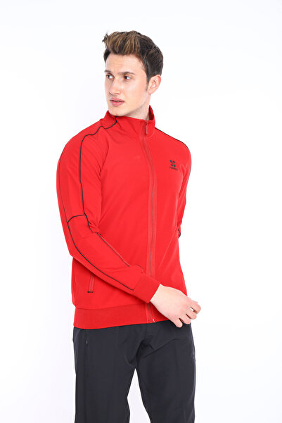 NEED LİFE Erkek Kırmızı  Rahat Kalıp Desenli Düz Paça Eşofman Takım