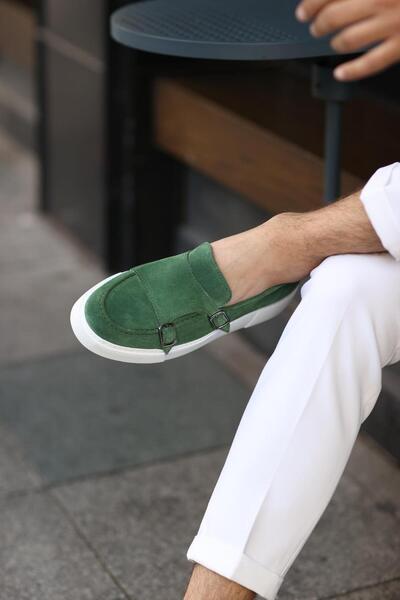 Serhat Özköroğlu -Зелени обувки от велур Зелени велур