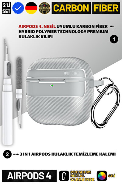 EWEC İkili Set | 4. Nesil Uyumlu Karbon Fiber Premium Kulaklık Kılıfı ve 3 in...