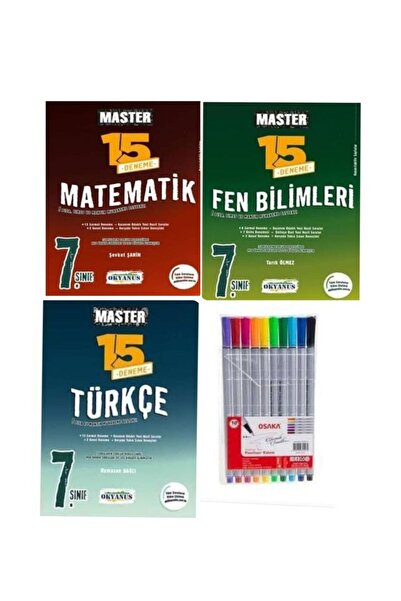 Okyanus Yayınları 2025 7.SINIF MASTER TÜRKÇE-MATEMATİK-FEN 15 DENEME 3 KİTAP ...