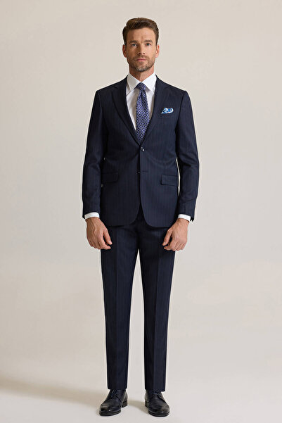 Ysf Erkek Lacivert Regular Fit Mono Yaka %100 Yün Takım Elbise