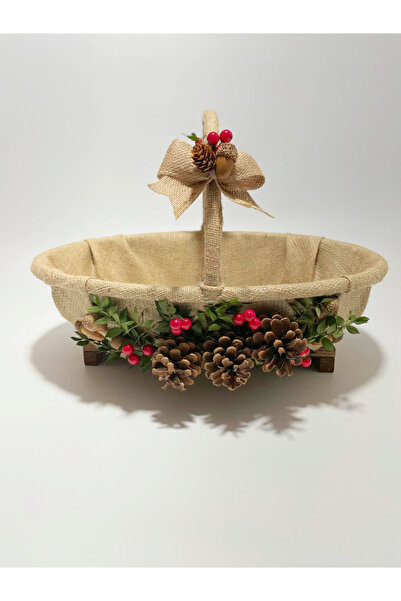 ARDIÇ Yılbaşı Temalı Jüt Sepet 47x36 cm Hediyelik ve Dekoratif