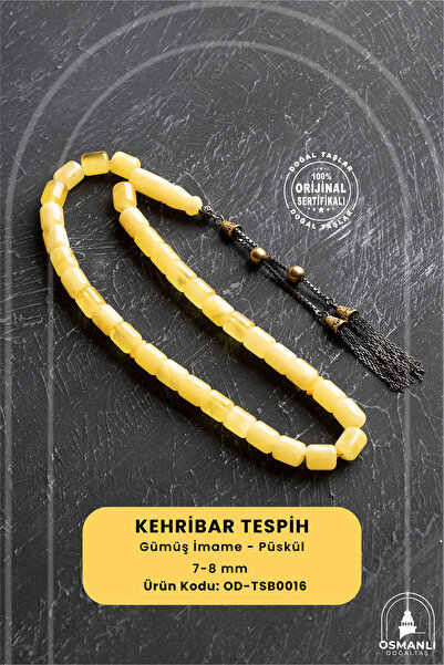 OSMANLI DOĞAL TAŞ Sertifikalı 7-8 mm Silindir Kesim Gold Eskitme Kaplamalı Gü...