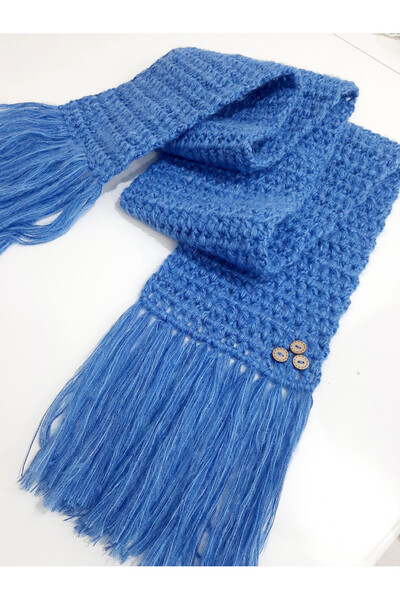zümal tekstil tasarım El Örgüsü  Atkı Kaşkol Hand Made ( Mavi)