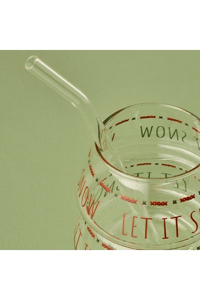 Bella Maison Jolly Borosilicate Glass with Straw (500 Cc)