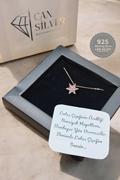 CAN SİLVER Lotus Çiçeği Kolye | 925 Ayar Gümüş Kolye- Gümüş Çiçek Kadın Kolye- Lotus Kolye Gümüş