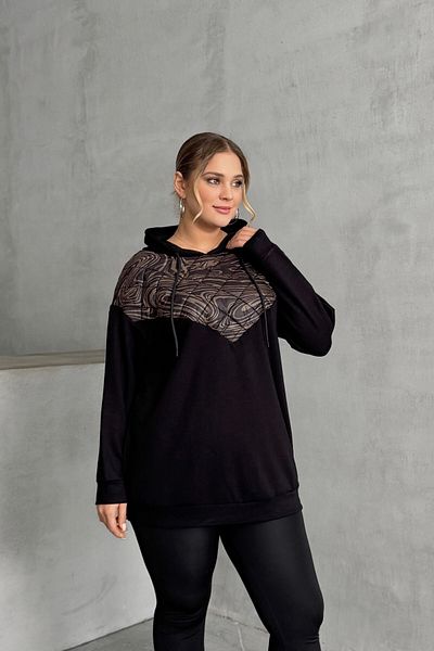 Stil Diva Plus Size Long Sleeve Hooded Quilted Detail Sweatshirt 300319