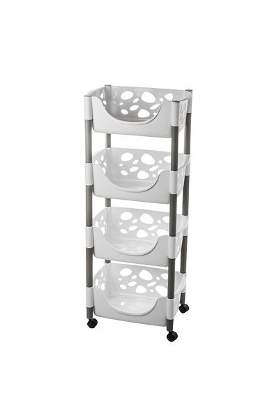 Dania Heavy Duty 4 Tier Plastic Vegetable Rack Shelves White