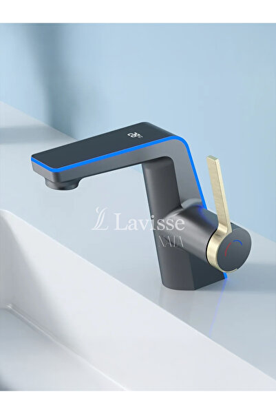 Lavisse NATA Led Işıklı Dijital Sıcaklık Göstergeli Banyo Lavabo Musluk Batar...