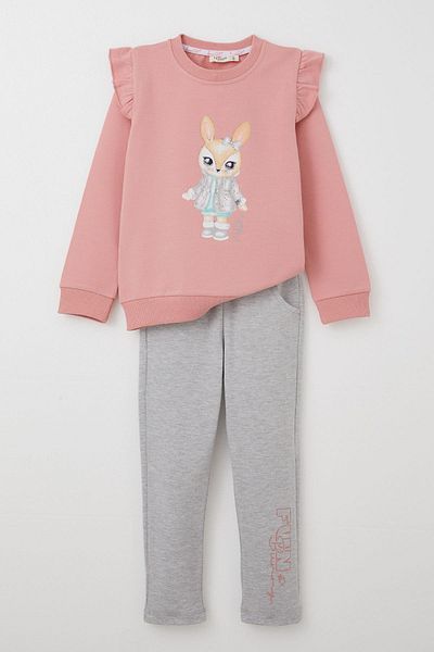 Breeze Σετ αθλητικές φόρμες για κορίτσια 3-8 ετών - Cute Bunny Print, Dusty Rose