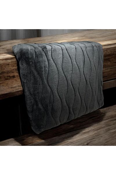 polo life Pololife Embos Patterned Blanket Anthracite Double 220X240 cm