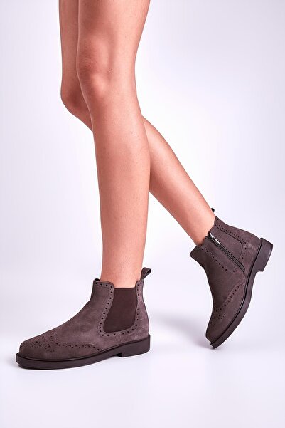 Hush Puppies Grey Leather Kadın Bot & Bootie Hp0144084302