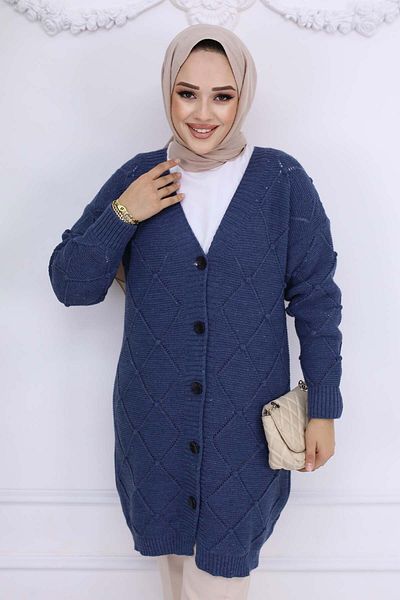 giyze Argyle Cardigan Indigo 409