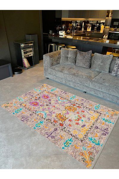 Rugs Modern Halı Aynur Koleksiyonu Çok Renkli Pastel Tonlarda Çiçekler Detayl...