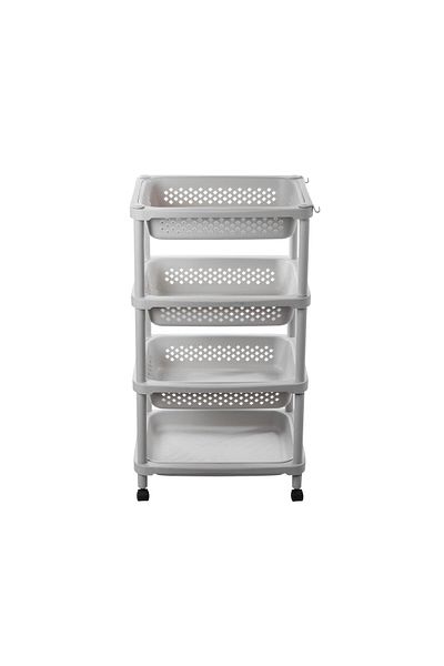 Dania Heavy Duty 4 Tier Plastic Vegetable Rack Shelves White