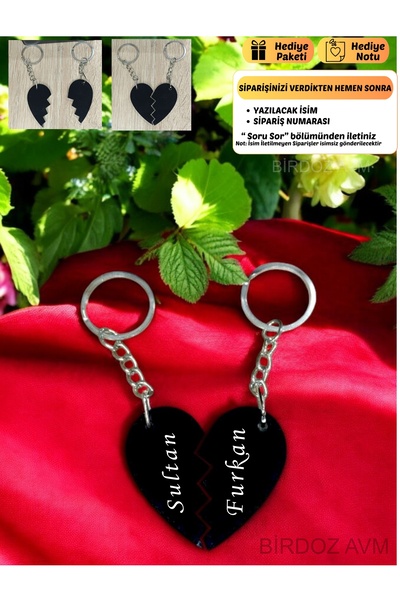 Personalized Name Gift Keychain with Heart Completing Each Other - Double Sided