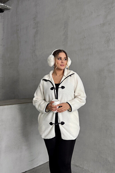 Stil Diva Plus Size Long Sleeve Plush Coat with Front Closure Pocket 301816