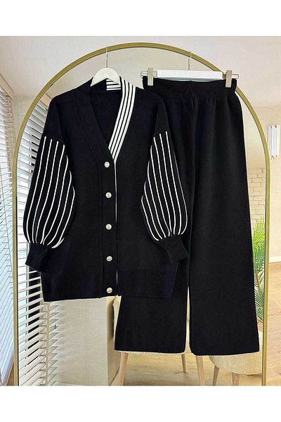 İPEK TUTUŞ Women's Sleeve Striped Knitwear Set