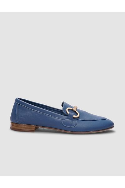 Cabani Pantofi casual de damă, 100% din piele naturală, cu cataramă albastră
