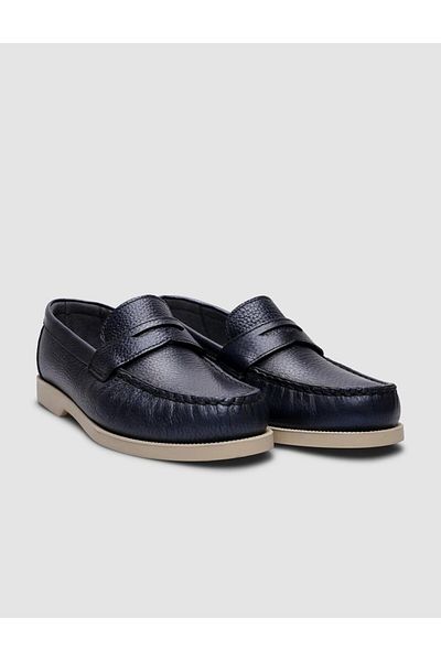 Cabani 100% Genuine Leather Navy Blue Women's Casual Shoes