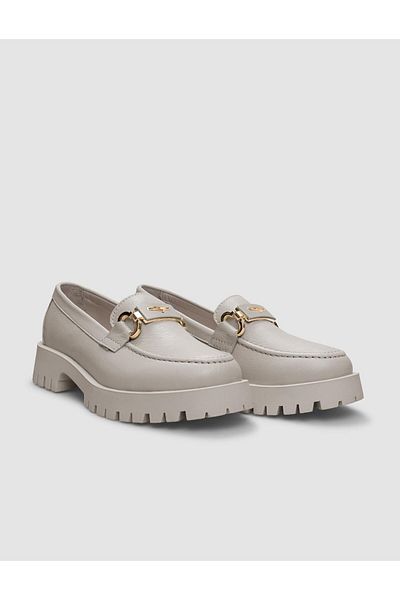 Cabani 100% Genuine Leather Beige Buckle Detailed Women's Casual Shoes