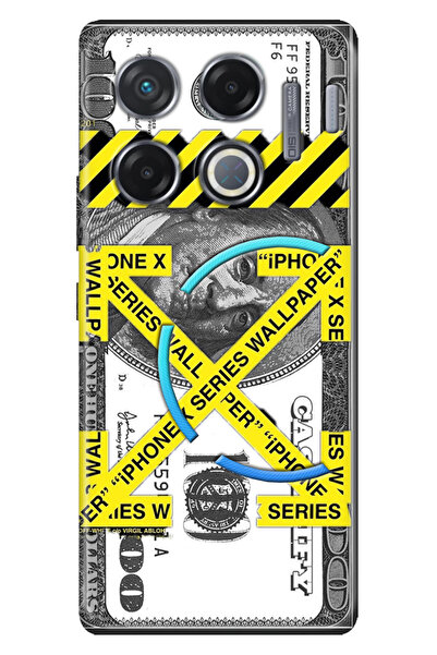 INFINIX GT 20 Pro Kılıf INFINIX infinix Desenli Kapak Baskılı OffWhite Dollar