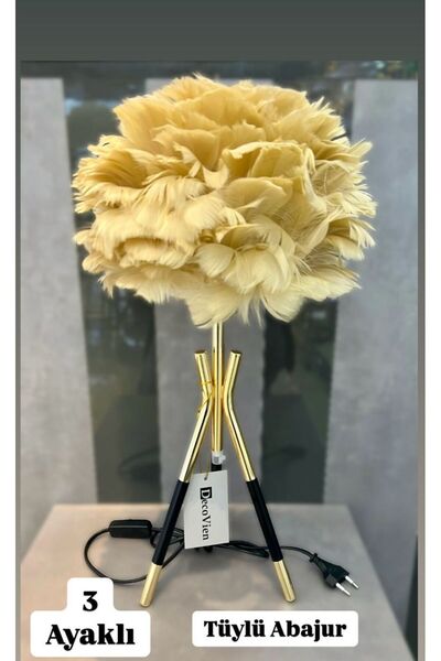 PONCİKPAZAR 3 AYAKLI TÜYLÜ ABAJUR