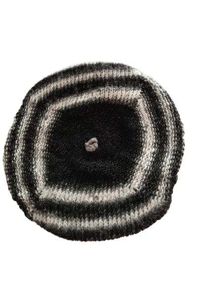 ENGIN Women's Hand Knitted Wool Black and White Painter Beret