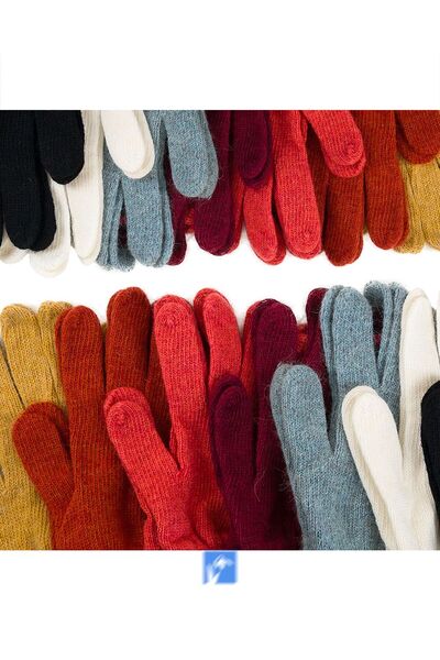 Kardelen Butik Denizli 2024 New Angora Gloves - Five Fingers, Solid Color, 50% Viscose 40% Polyamide 10% Angora
