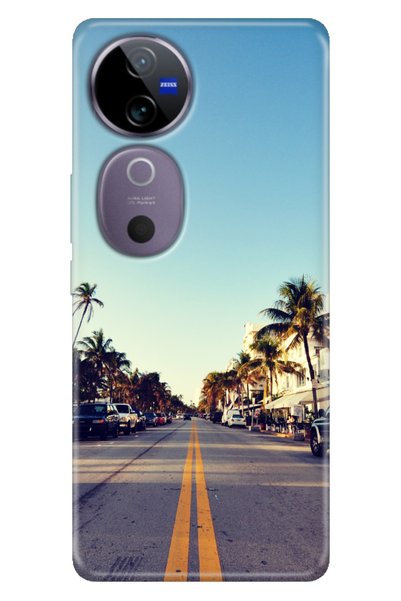 Cekuonline جراب لهاتف Vivo V40 5G من السيليكون المزخرف Miami Sunset لهاتف Viv...