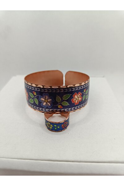 duruaccessories Bakır Bilezik, Saf Bakır Usta İşi El Yapımı Tasarım, (Çiçek D...