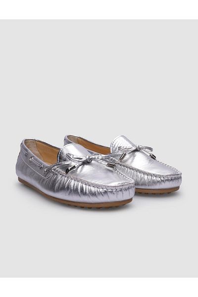 Cabani Gray Genuine Leather Women's Shoes - Bow Detailed