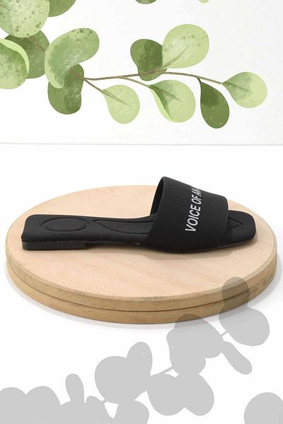 Bambi Black Fabric Women's Slippers K04140010104