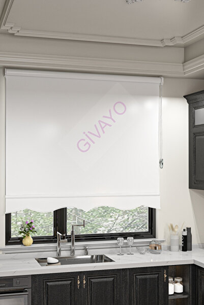 GİVAYO STOR Ekru Stor Zebra Güneşlik Perde Etek Dilimli Modern Kumaş