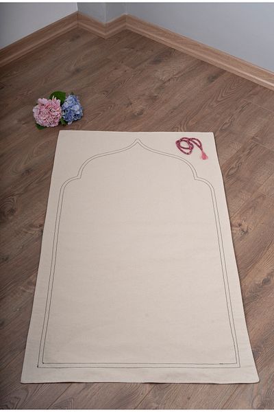 ALTINPAMUK Prayer Mat Natural - Soft Linen, Plain Raw, 70X115 Plain C1 with Inner Filling